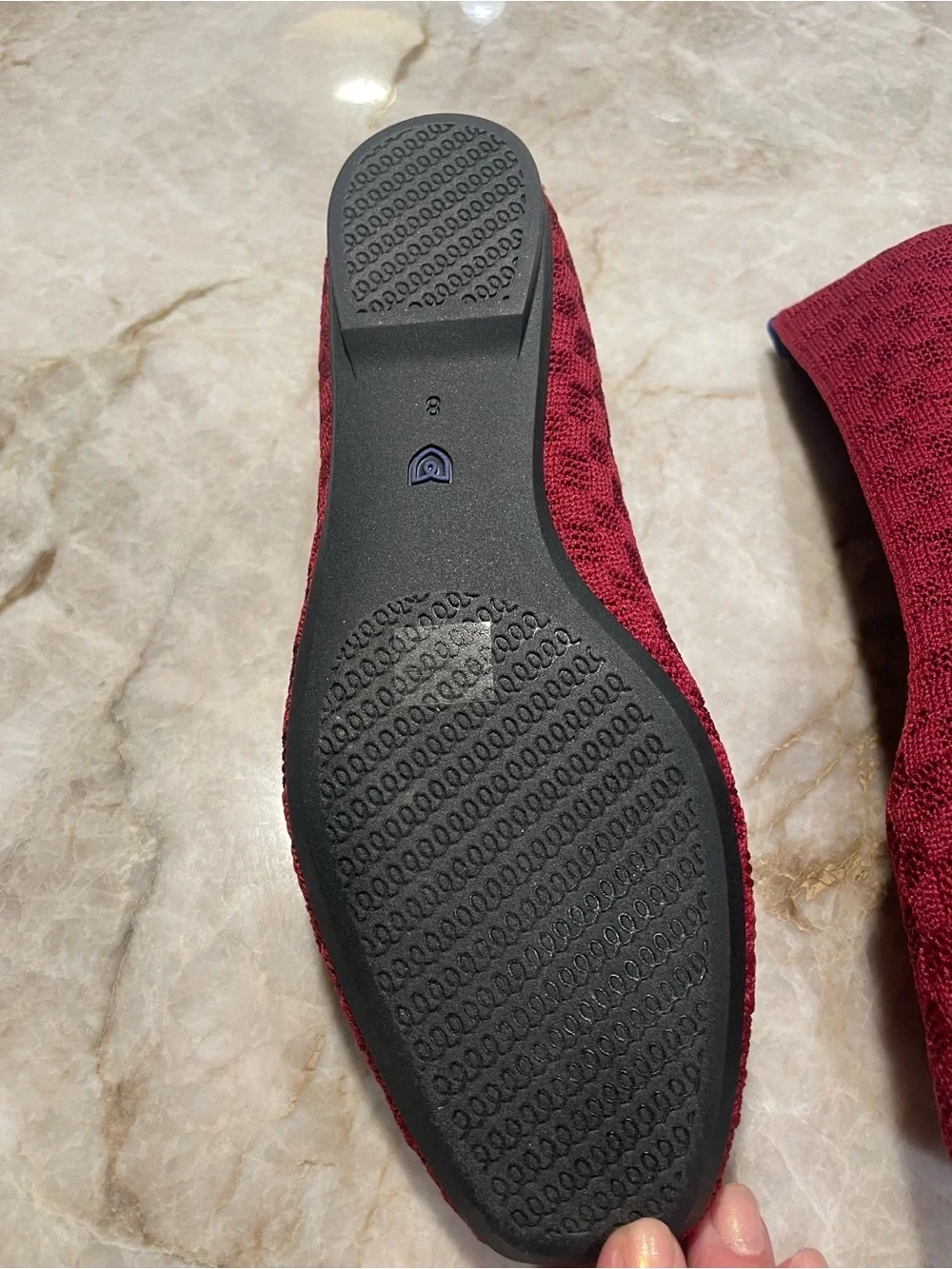Rothy's The Max Square Women's Burgundy Knit Square-Toe Ballet Flats NWOT